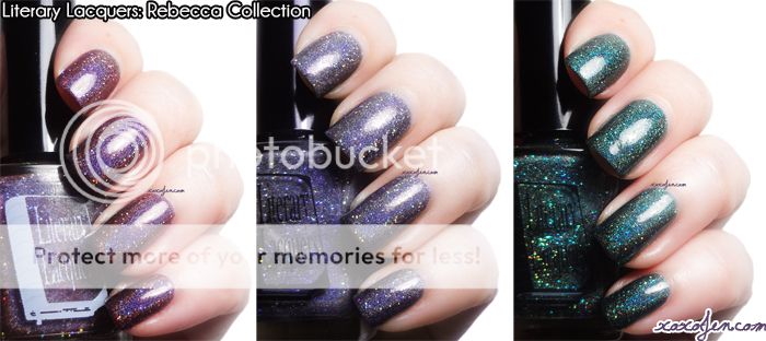 xoxoJen's swatch collage of Literary Lacquer Rebecca Collection xoxoJen's swatch collage of Literary Lacquer Rebecca Collection