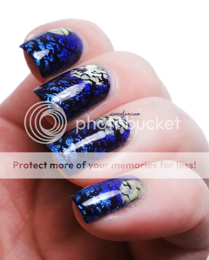 xoxoJen's Halloween nail art - bats and moon xoxoJen's Halloween nail art - bats and moon