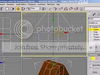 Use move tool to move vertices downwards