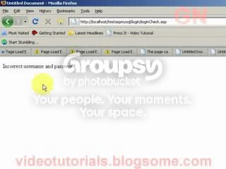 loginCheck page after unsuccessful login with incorrect username or password