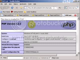 simple php using phpinfo func, browser output