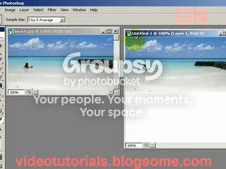 select blue color of sky with eyedropper tool