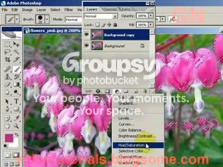 Select add hue or saturation adjustment layer