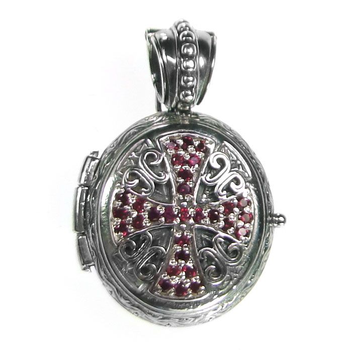 Gerochristo 3351 Sterling Silver Engraved Round Locket Pendant