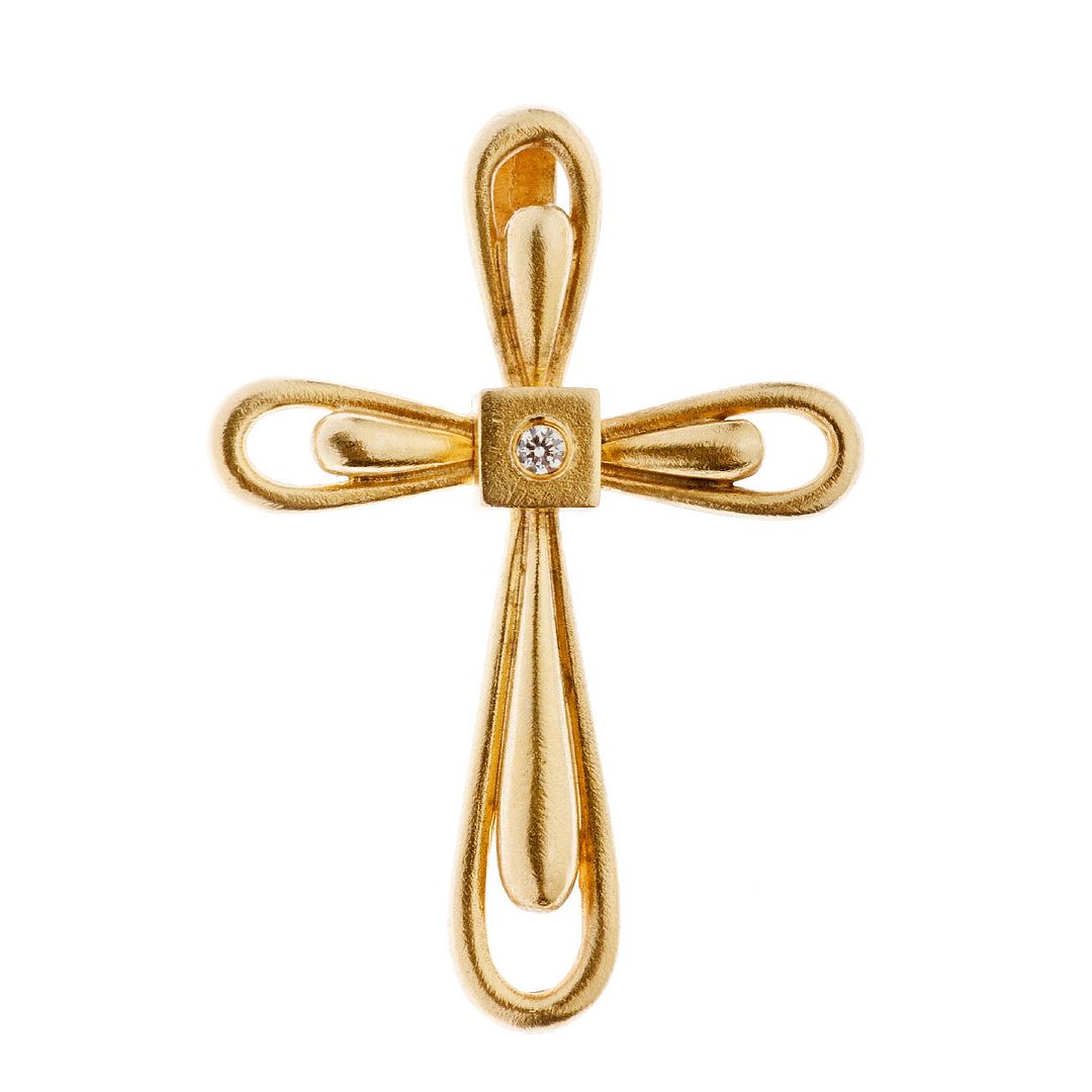 Savati Sold Gold Diamond Cross Pendant CultureTaste