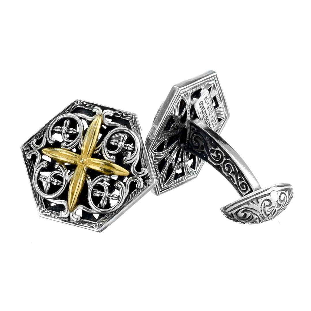 Gerochristo 7081 Solid 18K Gold & Sterling Silver Medieval Cross
