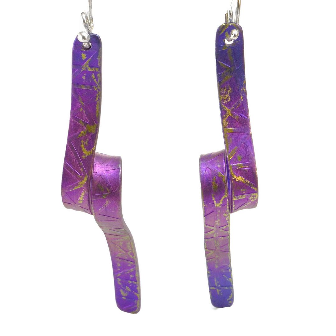 Giampouras 5075 ~ Anodized Colored Titanium Long Hook Earrings